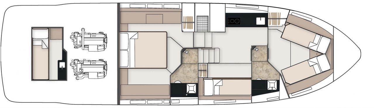 Fairline Targa 48 GT | Нижняя палуба