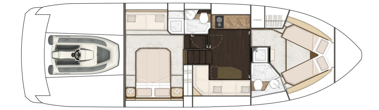 Targa 45 GT | Нижняя палуба (2 каюты)