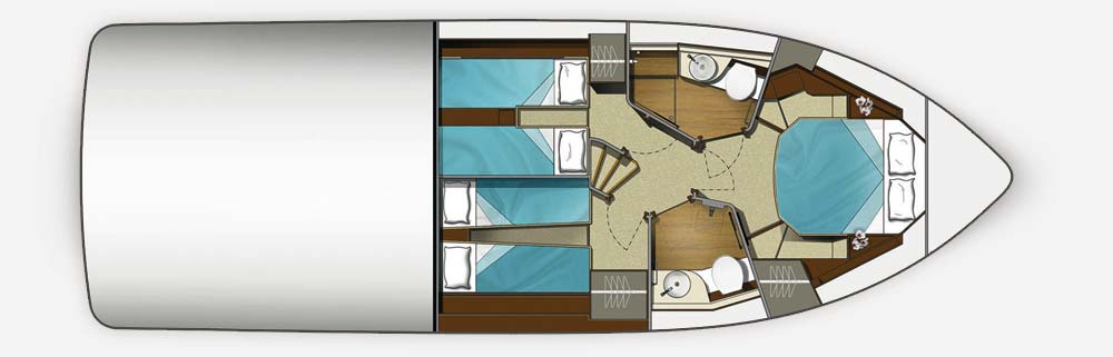 Galeon 420 Fly | Нижняя палуба