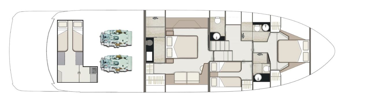 Squadron 68 | Нижняя палуба (3 каюты и общий санузел - стандарт)