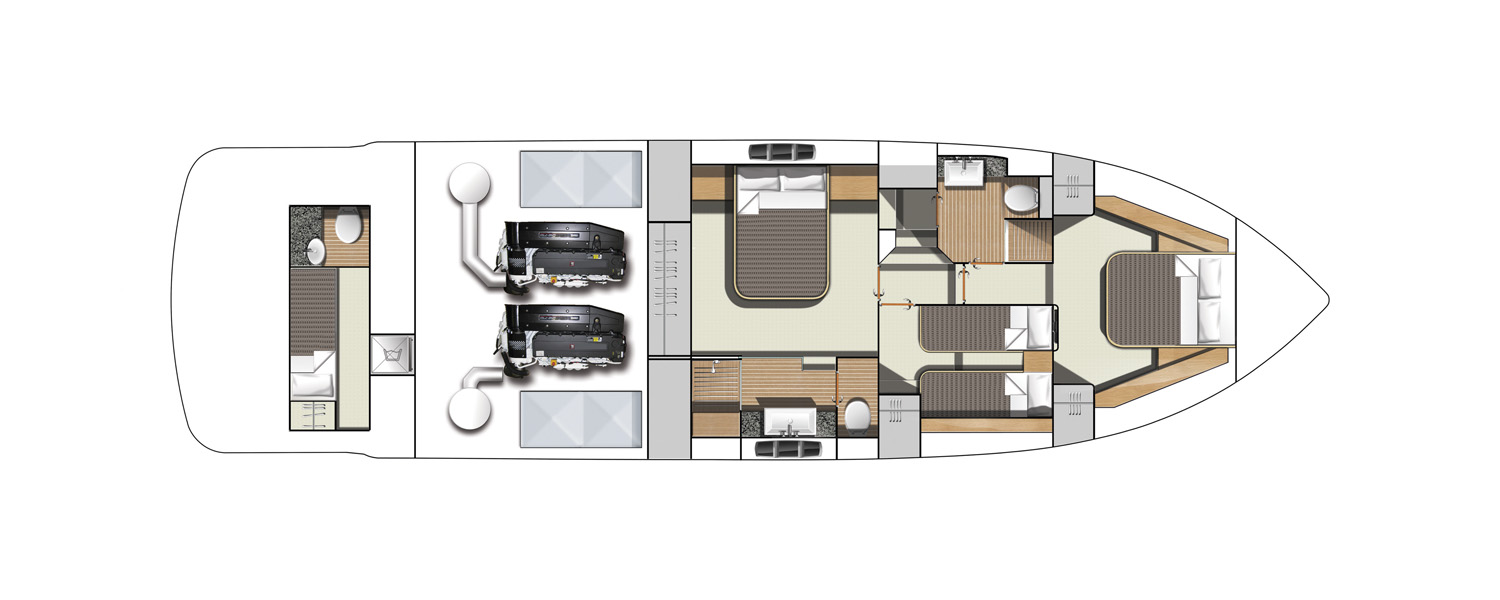 Fairline Squadron 55 (009) | Нижняя палуба