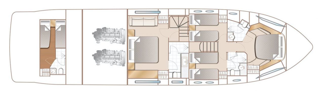 PRINCESS F68 (2017) | Нижняя палуба