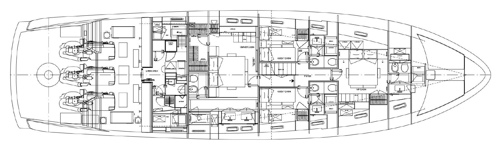 Sanlorenzo SX88 (022) | Нижняя палуба