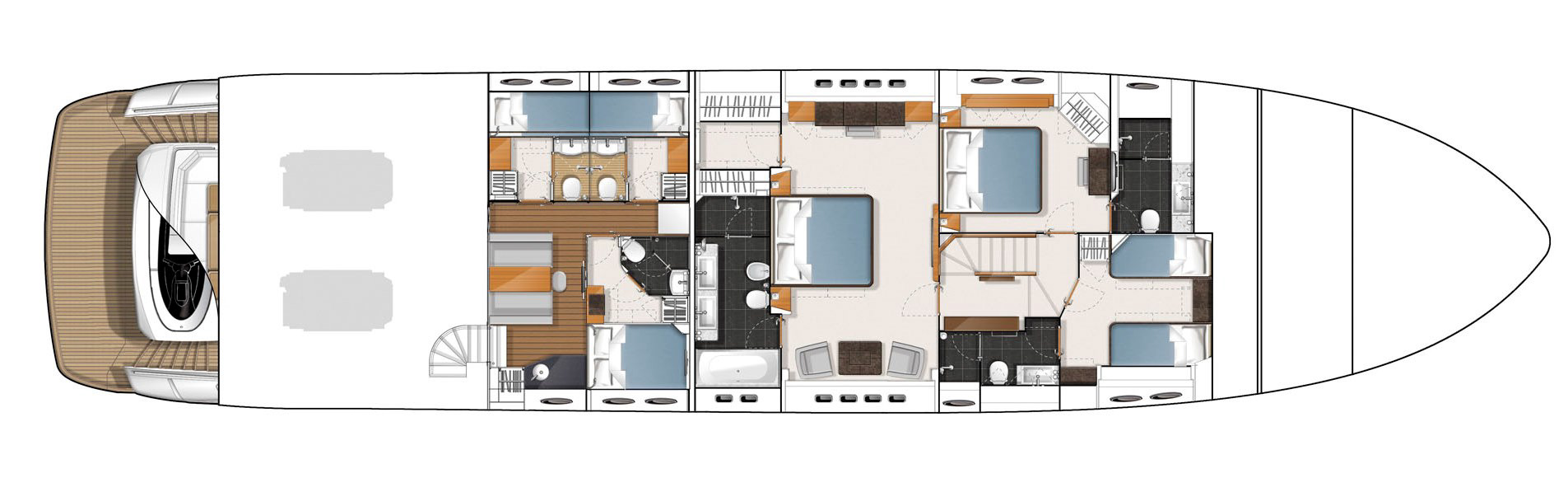 Princess 32M (013) | Нижняя палуба