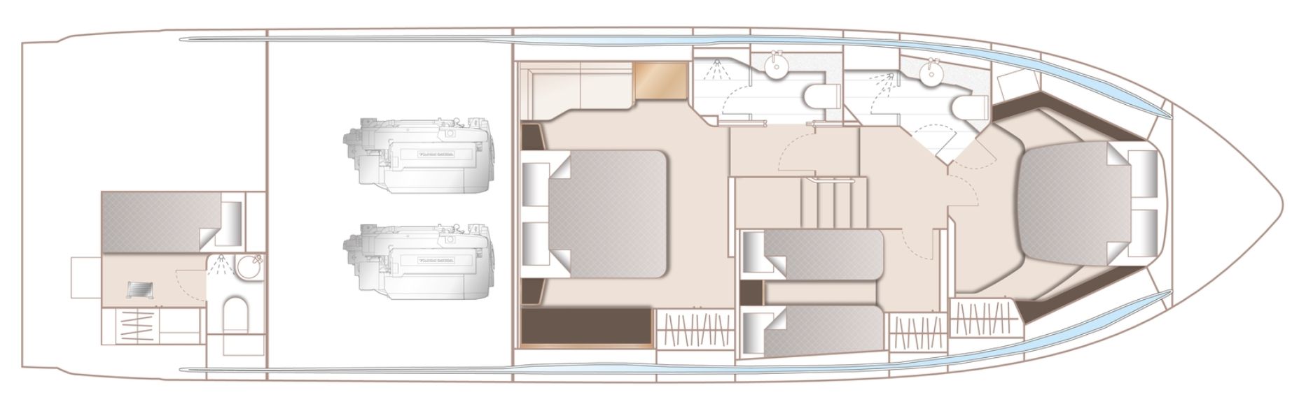 Princess S62 (021) | Нижняя палуба