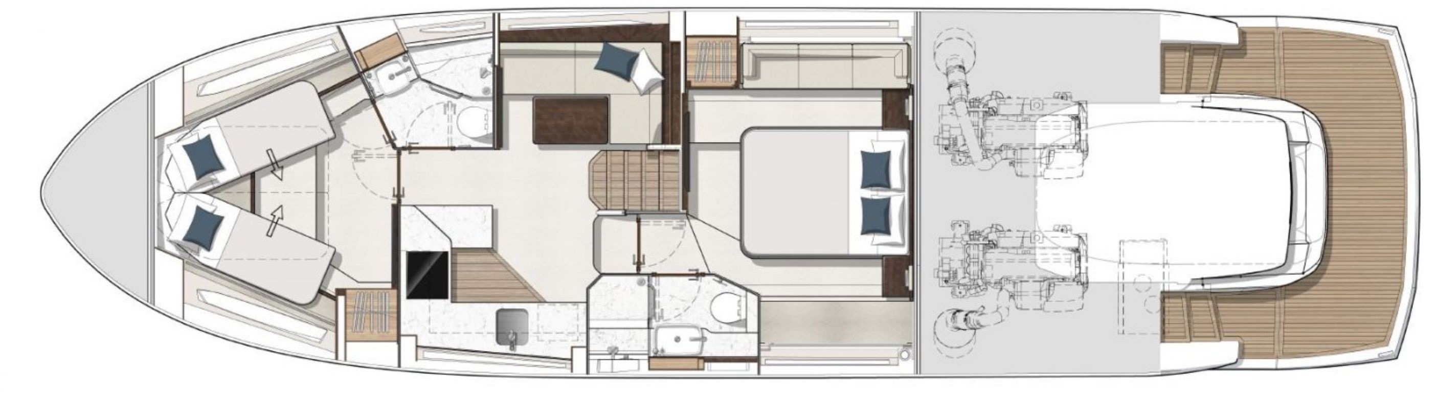 Sunseeker Predator 55 | Нижняя палуба