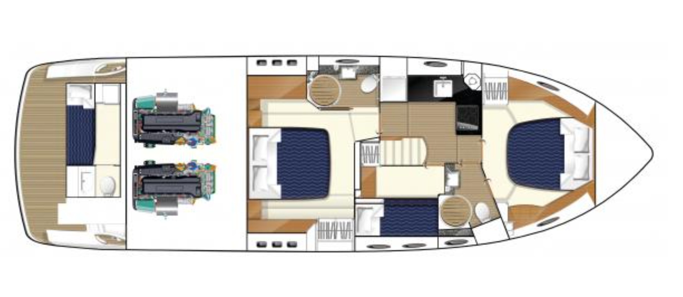 Princess 50 Flybridge | Нижняя палуба