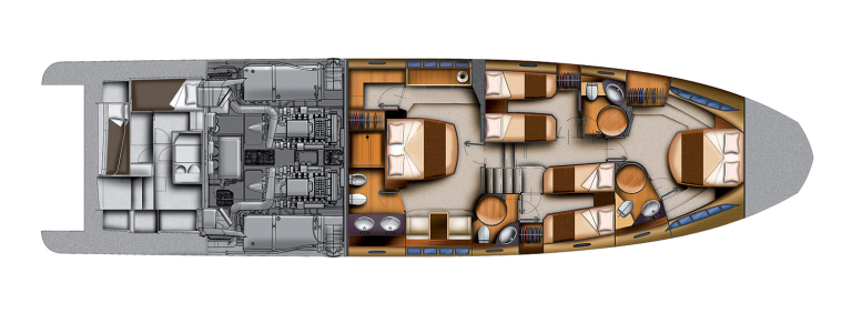 Azimut 70 | Нижняя палуба